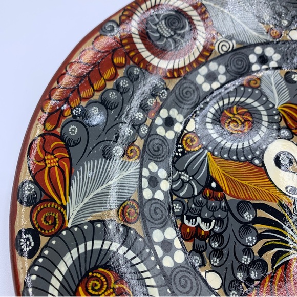 Mexican Folk Art Pottery Hand Painted Bird Wall Hanging Plate 9.75” - Picture 8 of 8